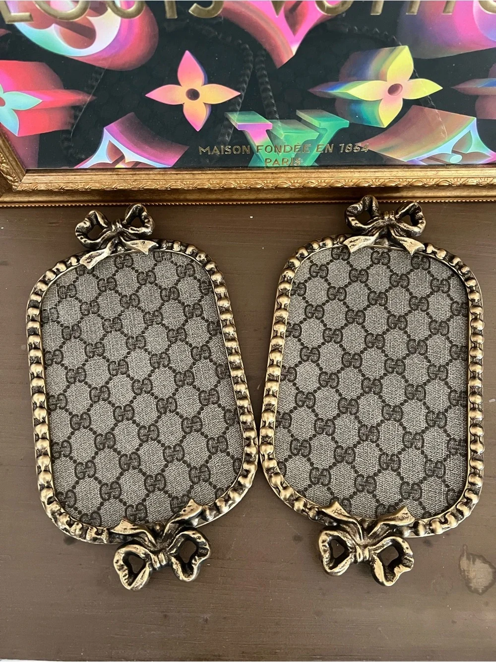 Brown Monogram Decorative jewelry Trays
